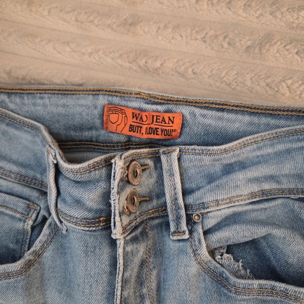 Wax Jean Butt I Love You Distressed Skinny Jeans Size 3/26 Light Wash Ripped - Picture 10 of 10